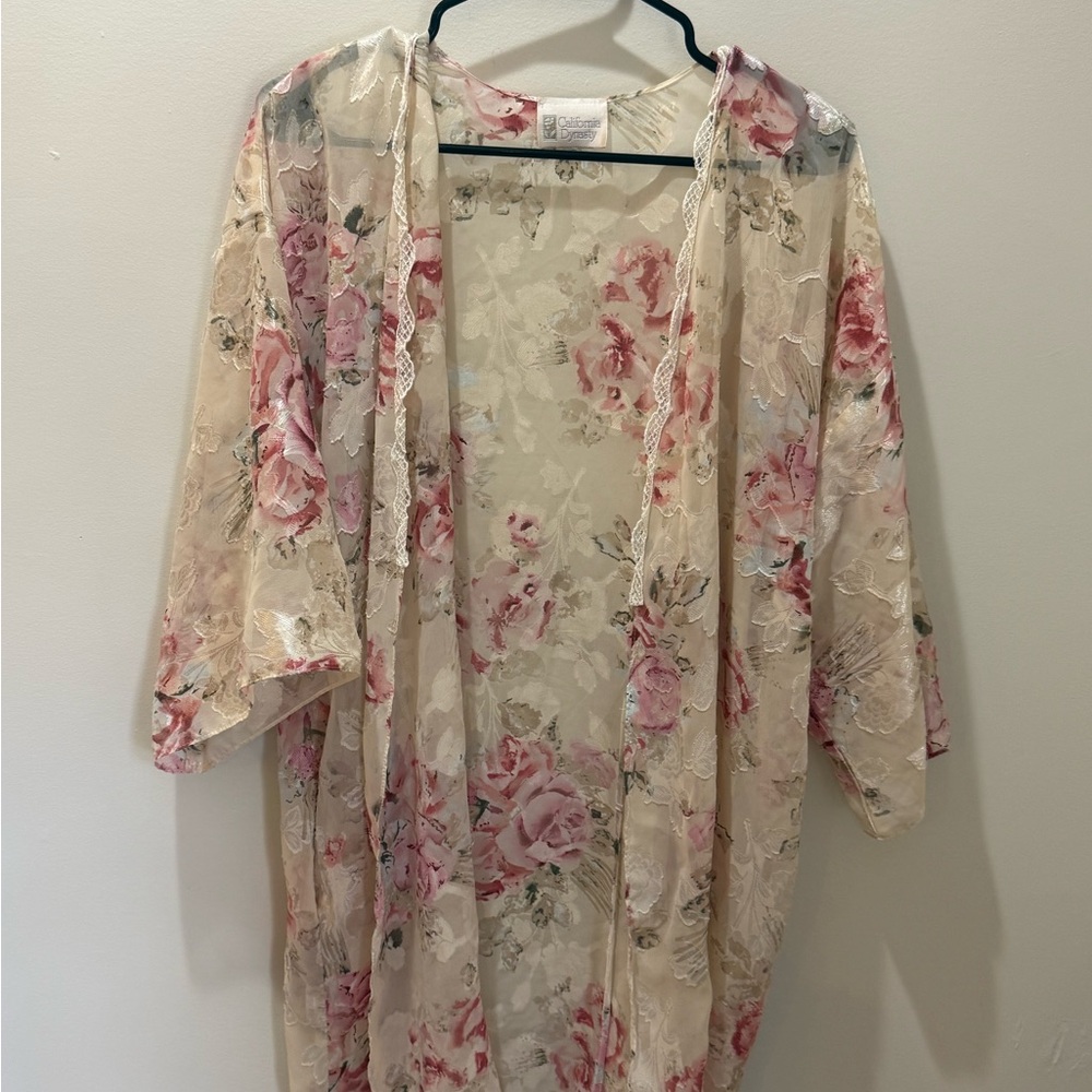 Floral Lace Trim Robe